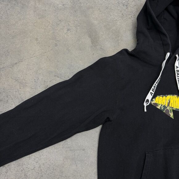 Bape Hoodie Black Camo Spellout Bathing Ape Mens Size Small Pullover - Picture 6 of 16